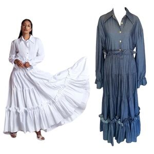 NWT Neithan Herbert Gardenia Maxi Dress in Denim Blue Size M/L